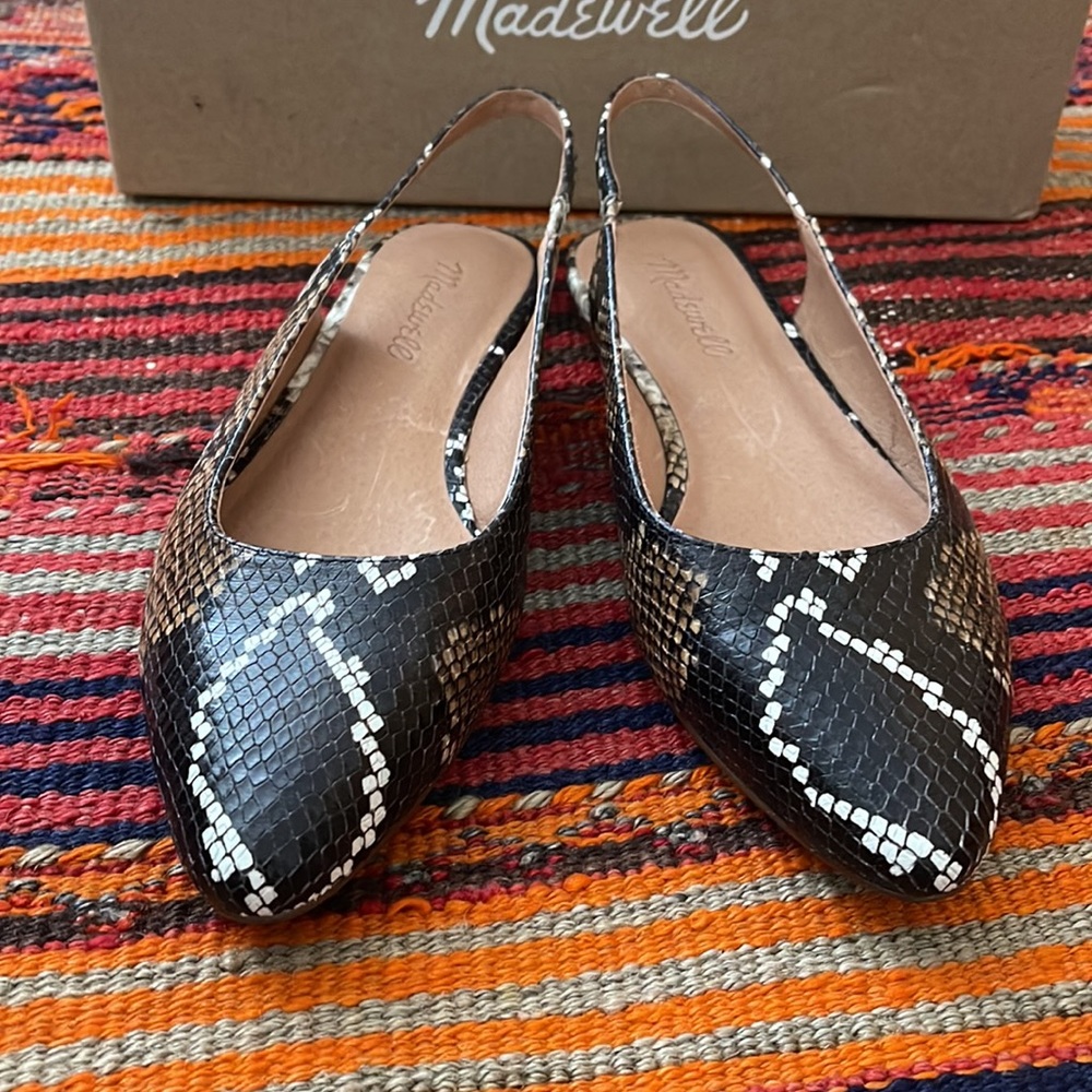 Women Modern Madewell Margo Slingbacks Snake Print Leather Mules Slide Shoes 7.5 - Picture 2 of 6